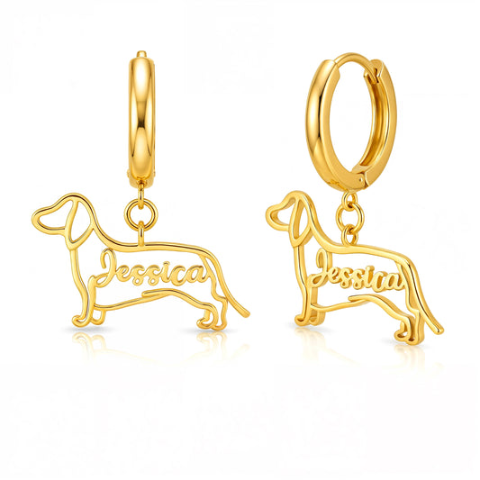 Soulyshine Fine Line Portrait – Personalized Your Dog's Outline Huggie Earings