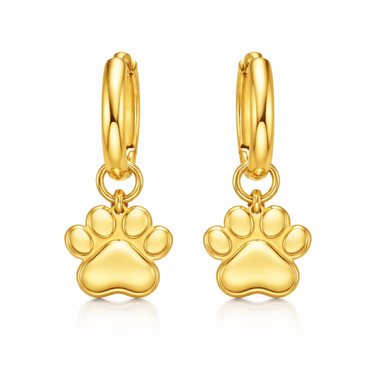 Soulyshine The Little Paw Huggie Earings in 18K Gold Vermeil/ Silver