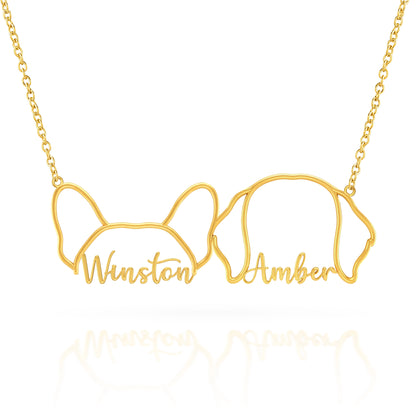 Soulyshine Whisper of Paws – Personalized Outline Your Pet's Face and Name Necklace