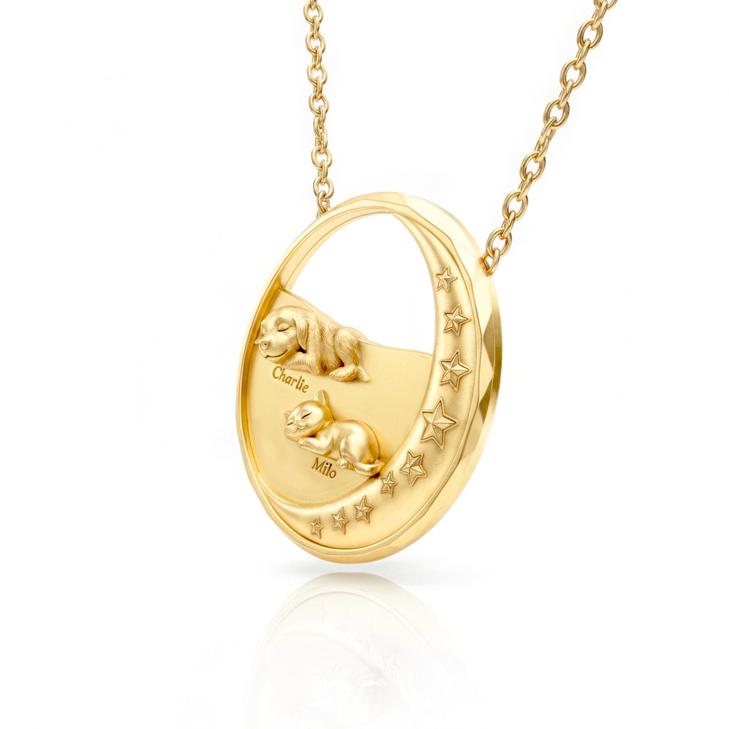 SoulyShine Starry Slumber – Personalized Pet in The Moon Necklace