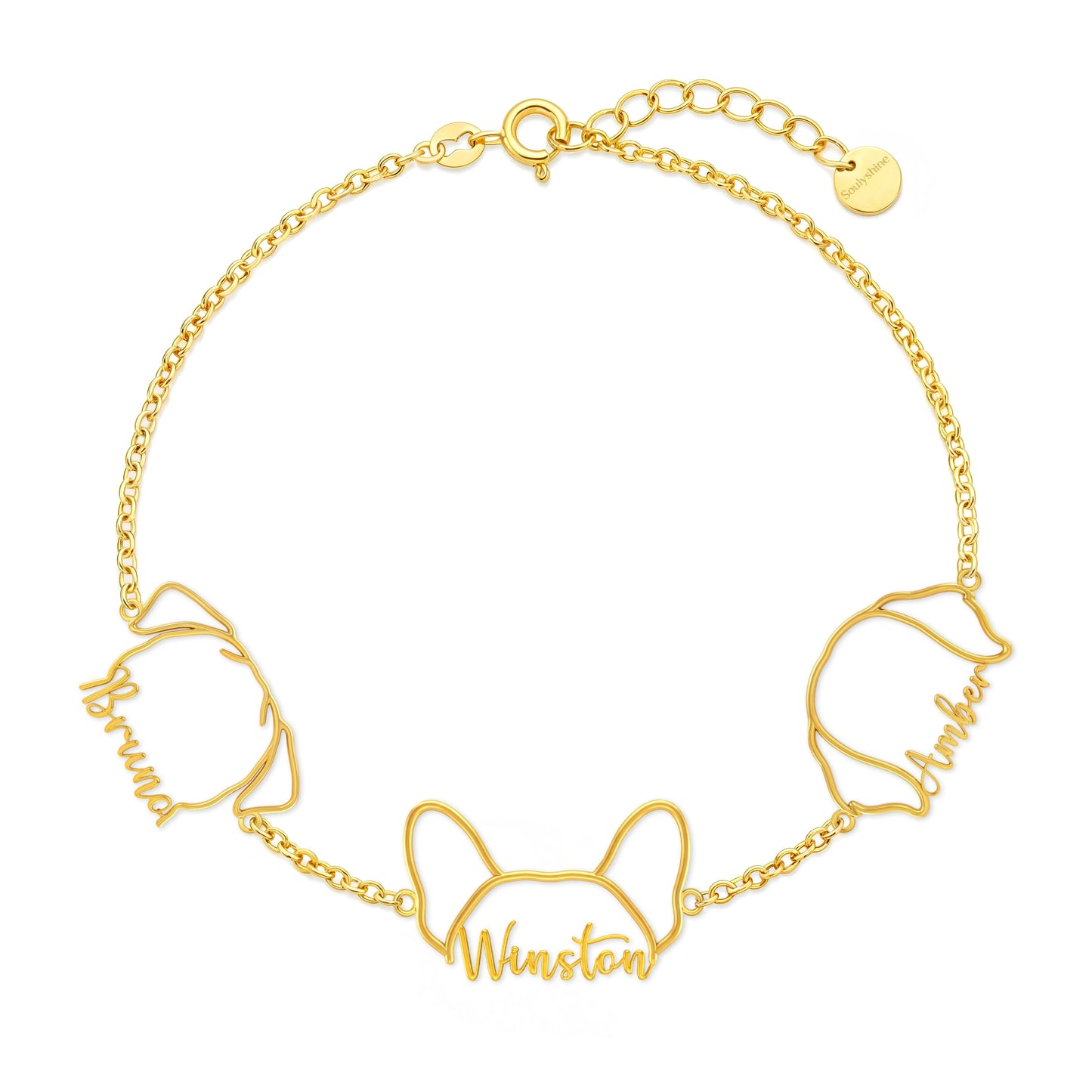 Soulyshine Whisper Outline Your Pet's Face and Name - Handcrafted Bracelet