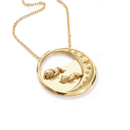SoulyShine Starry Slumber – Personalized Pet in The Moon Necklace