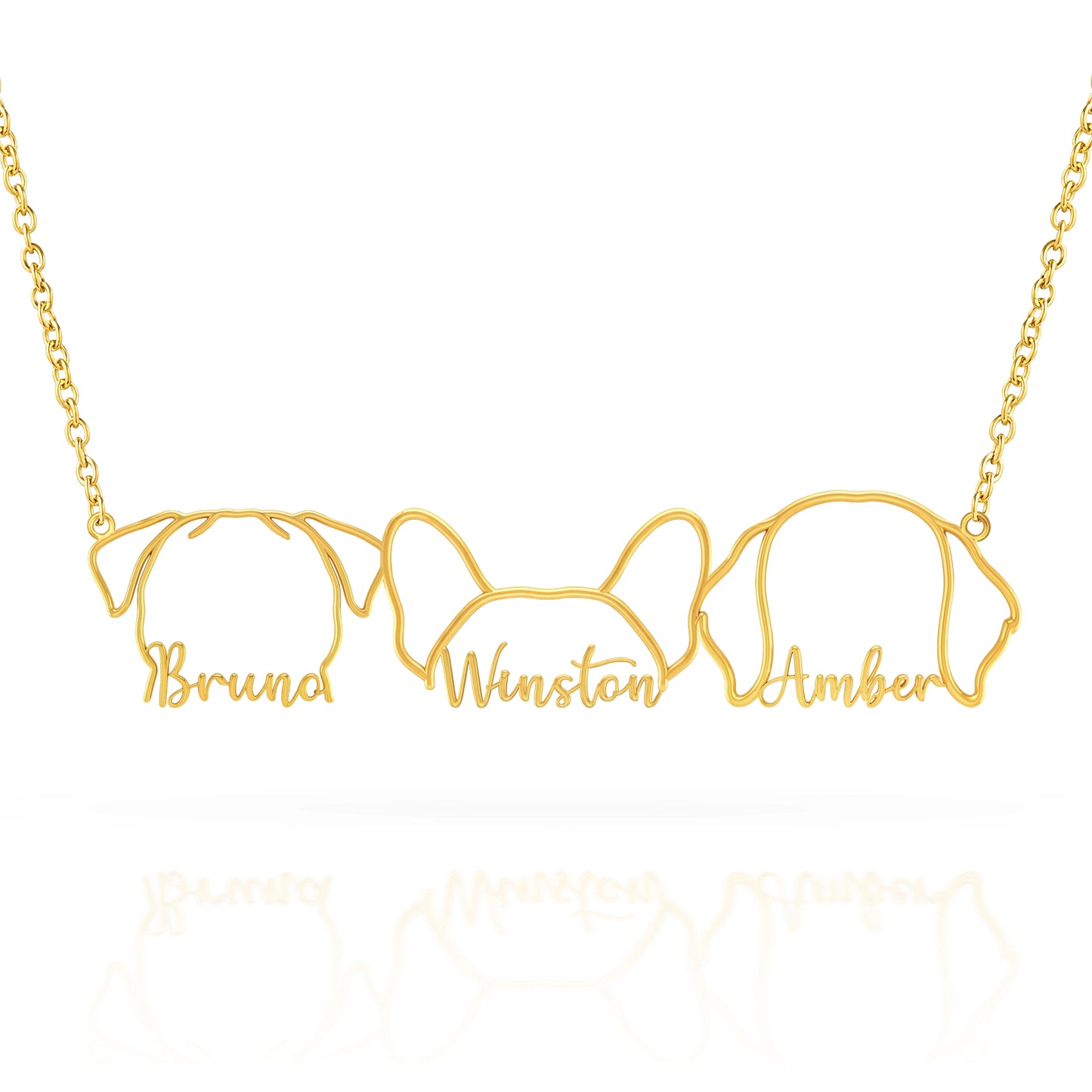 Soulyshine Whisper of Paws – Personalized Outline Your Pet's Face and Name Necklace