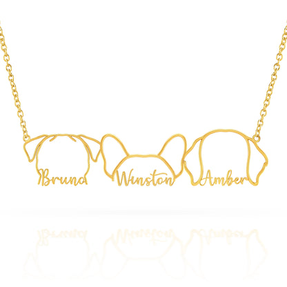 Soulyshine Whisper of Paws – Personalized Outline Your Pet's Face and Name Necklace