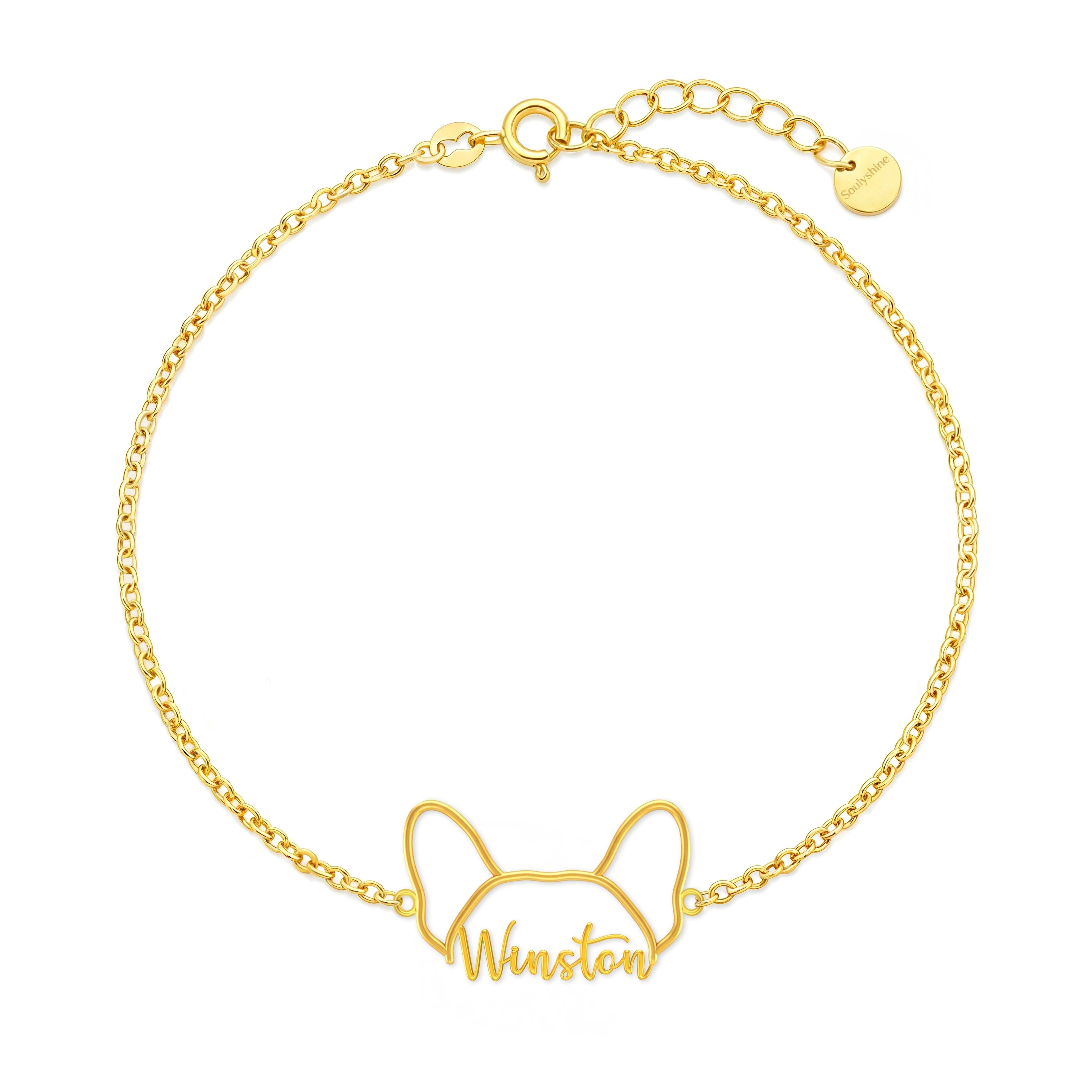 Soulyshine Whisper Outline Your Pet's Face and Name - Handcrafted Bracelet
