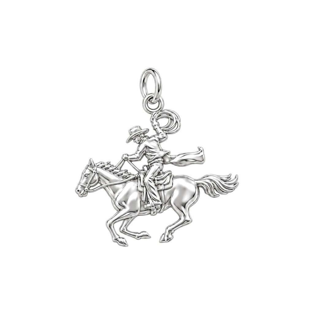 Galloping Cowboy Charm Bracelet – Personalized Horse Lover Gift – silver charm, front view