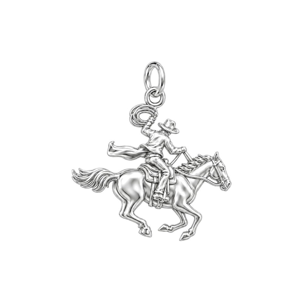 Galloping Cowboy Charm Bracelet – Personalized Horse Lover Gift – back of the charm, engraving area