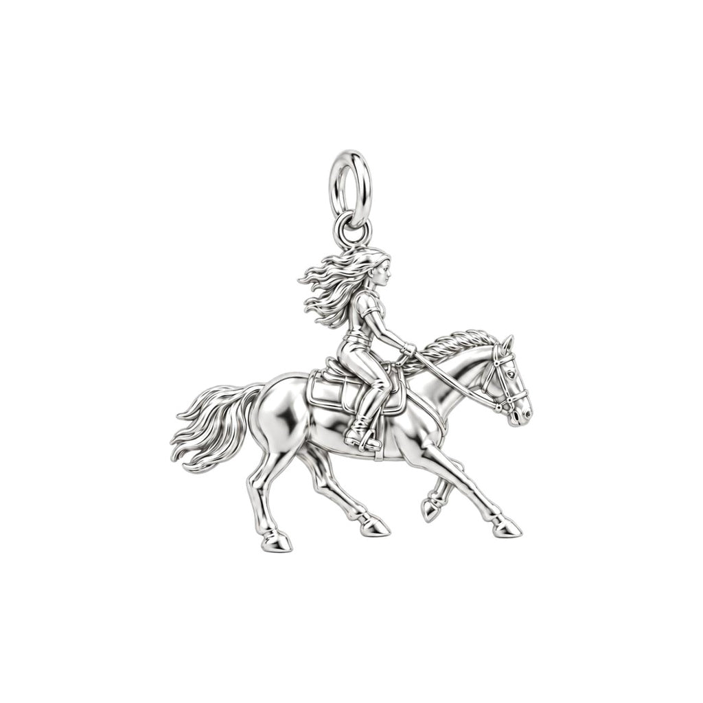 Galloping Grace Charm Bracelet – Personalized Horse Lover Gift – silver charm, front view