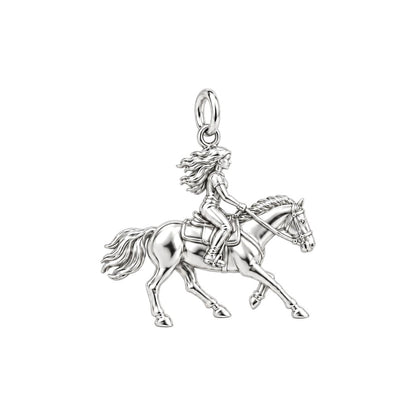 Galloping Grace Charm Bracelet – Personalized Horse Lover Gift – silver charm, front view