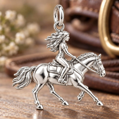 Galloping Grace Charm Bracelet – Personalized Horse Lover Gift – macro detail of the charm