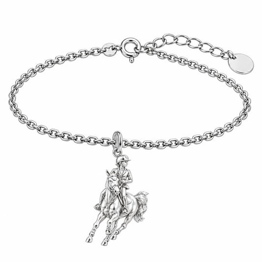 Galloping Rider Charm Bracelet Set – silver, front view