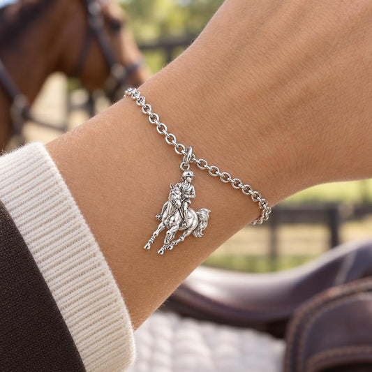 Galloping Rider Charm Bracelet Set – worn / in use