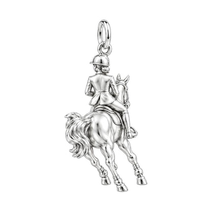 Galloping Rider Charm Keychain – back of the charm, engraving area
