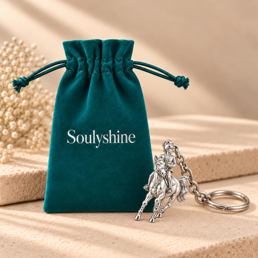 Galloping Rider Charm Keychain – Soulyshine velvet gift pouch
