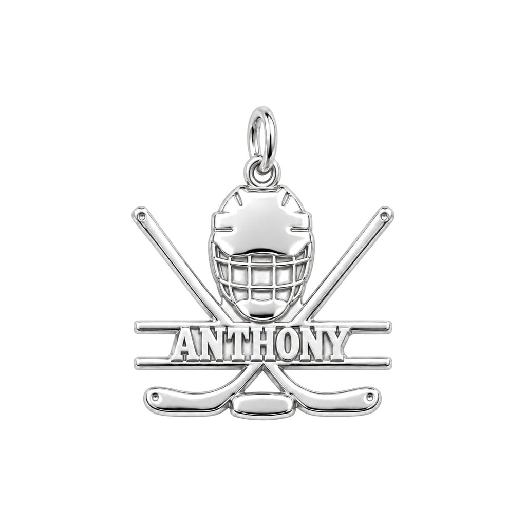 Game Day Goalie Charm Bracelet – Personalized Athlete Gift – silver charm, front view