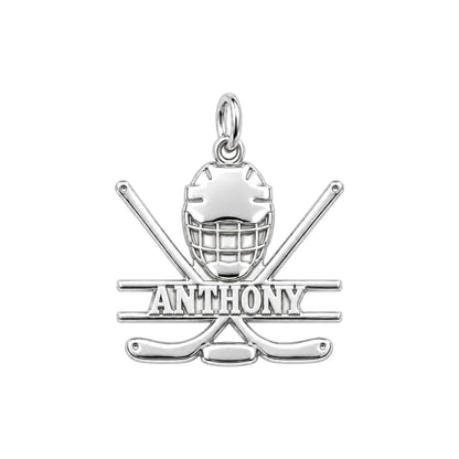 Game Day Goalie Charm Bracelet – Personalized Athlete Gift – silver charm, front view
