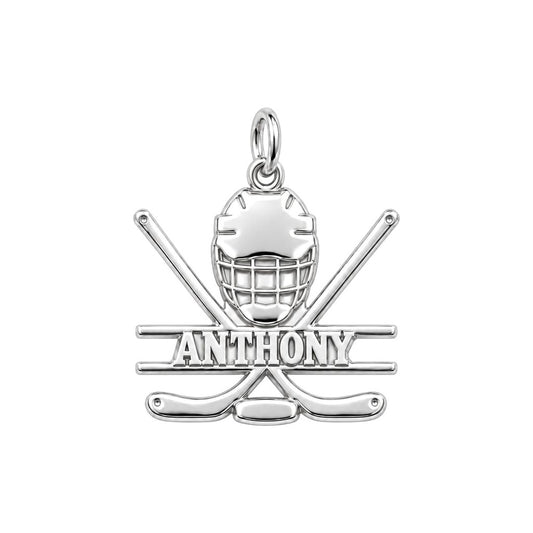 Game Day Goalie Charm Bracelet – Personalized Athlete Gift – silver charm, front view