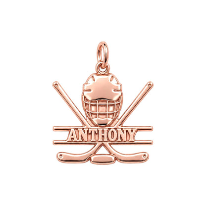 Game Day Goalie Charm Bracelet – Personalized Athlete Gift – rose gold charm, front view