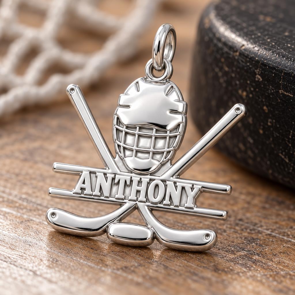 Game Day Goalie Charm Bracelet – Personalized Athlete Gift – macro detail of the charm