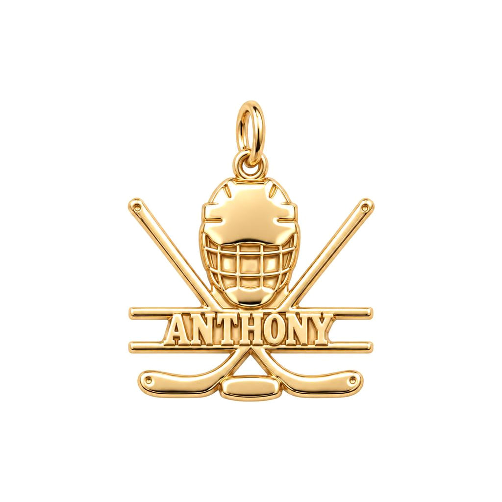 Game Day Goalie Charm Bracelet – Personalized Athlete Gift – 18K gold charm, front view