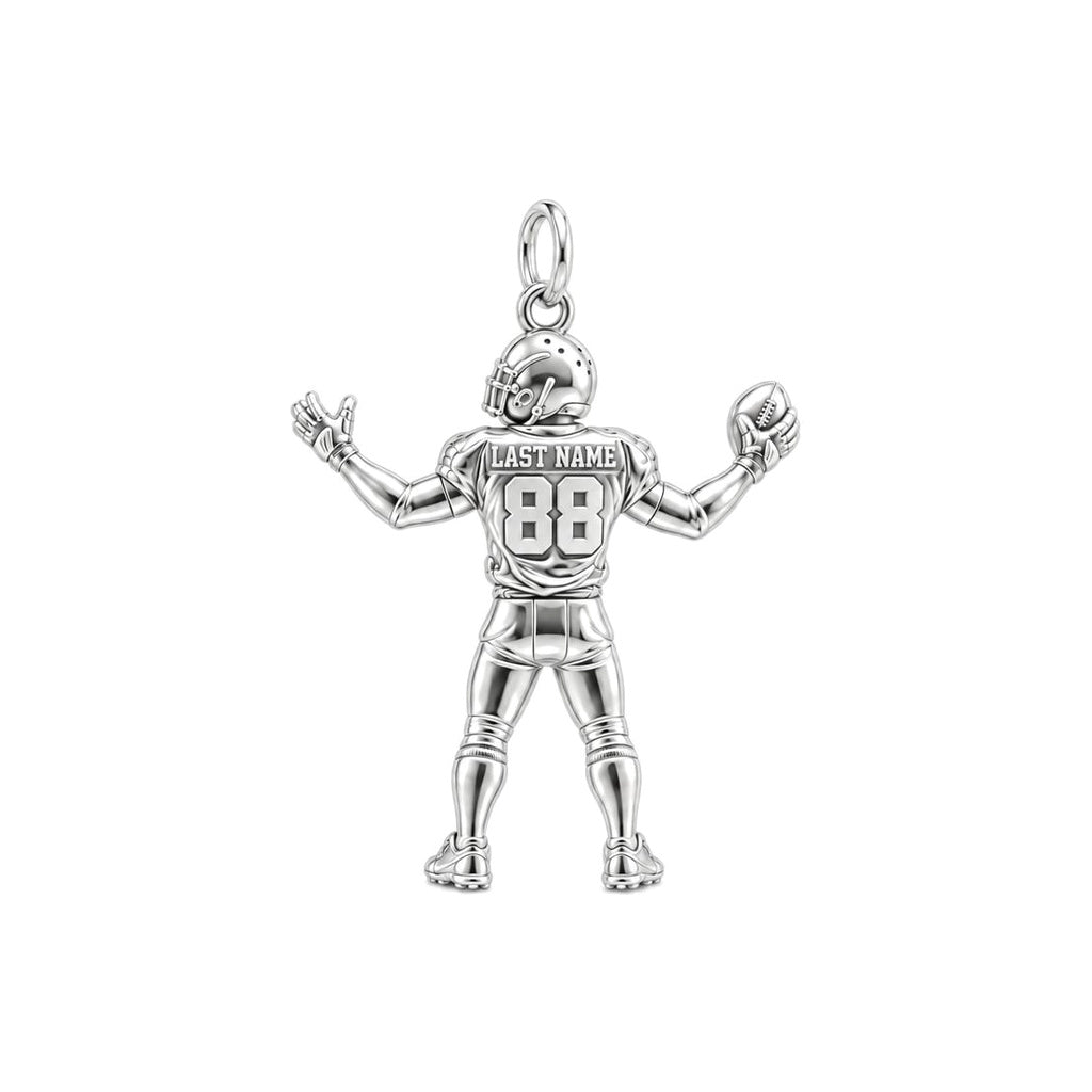 Game Day Gridiron Hero Charm Bracelet – Personalized Mom Gift – silver charm, front view