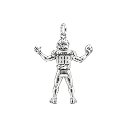 Game Day Gridiron Hero Charm Bracelet – Personalized Mom Gift – silver charm, front view