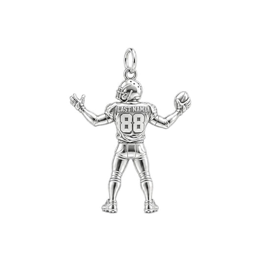 Game Day Gridiron Hero Charm Bracelet – Personalized Mom Gift – silver charm, front view