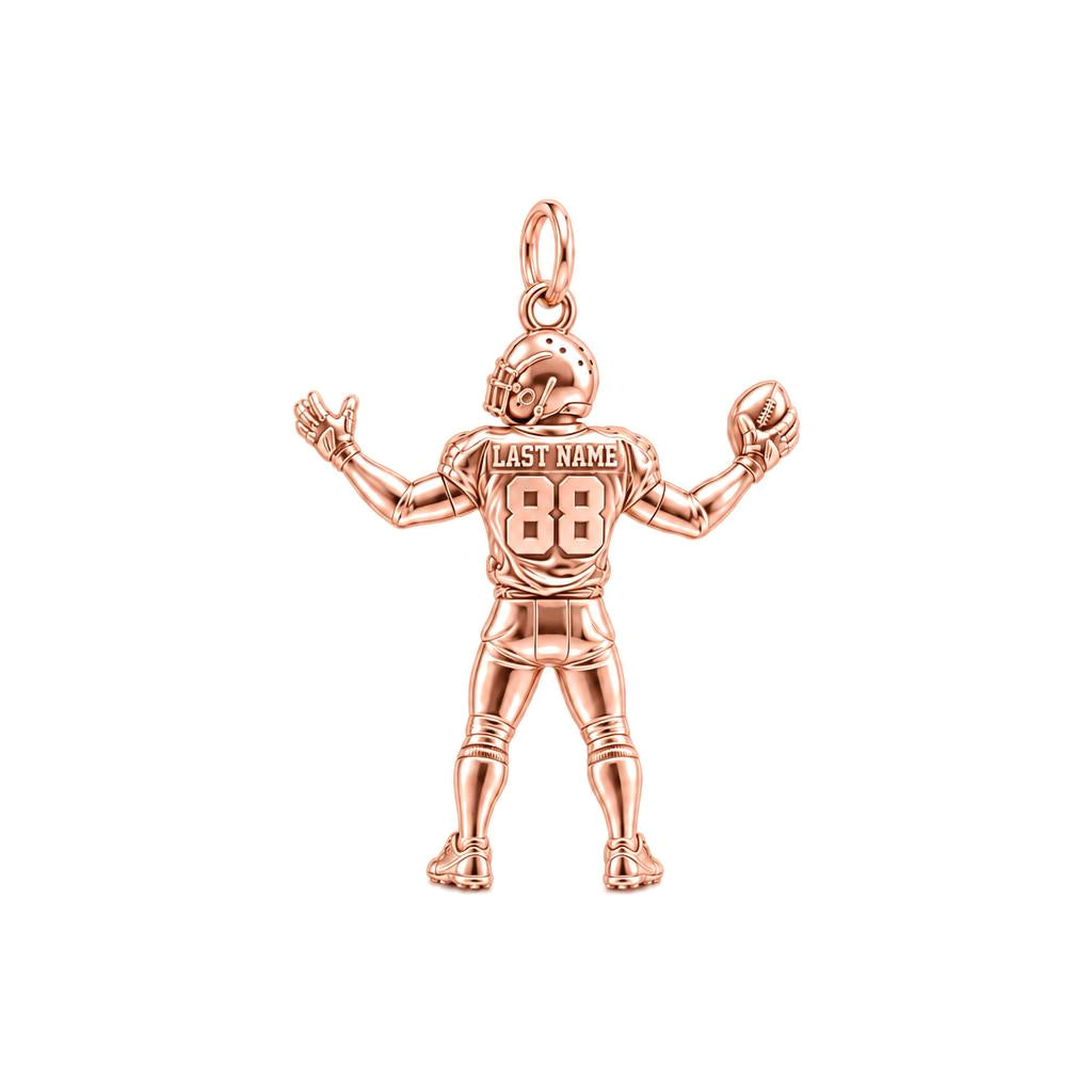 Game Day Gridiron Hero Charm Bracelet – Personalized Mom Gift – rose gold charm, front view