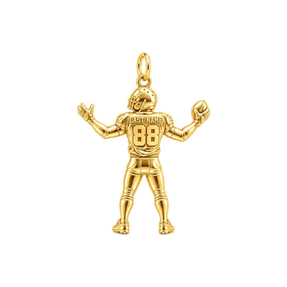 Game Day Gridiron Hero Charm Bracelet – Personalized Mom Gift – 18K gold charm, front view