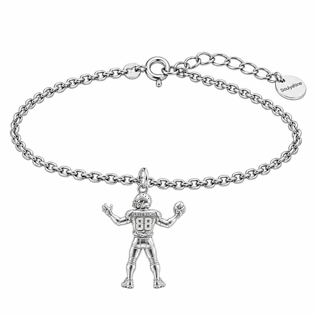 Game Day Gridiron Hero Charm Bracelet Set – silver, front view