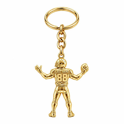Game Day Gridiron Hero Charm Keychain – 18K gold, front view