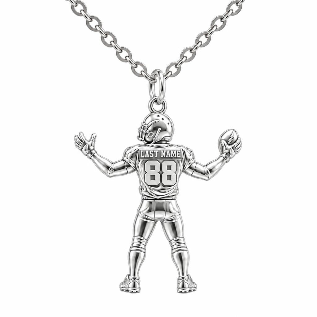Game Day Gridiron Hero Charm Necklace Set – silver, front view