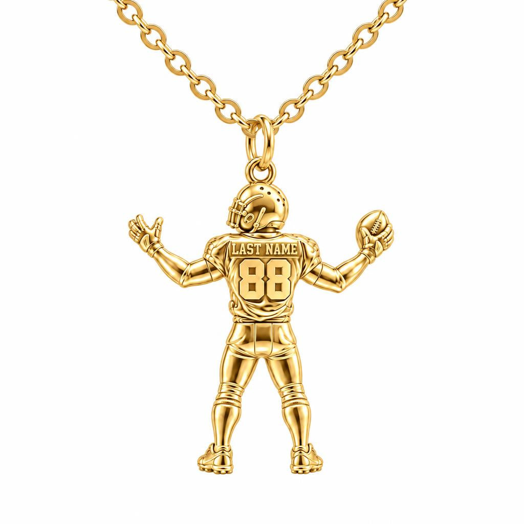 Game Day Gridiron Hero Charm Necklace Set – 18K gold, front view
