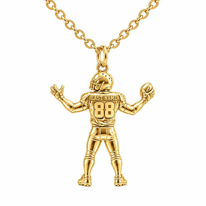 Game Day Gridiron Hero Charm Necklace Set – 18K gold, front view