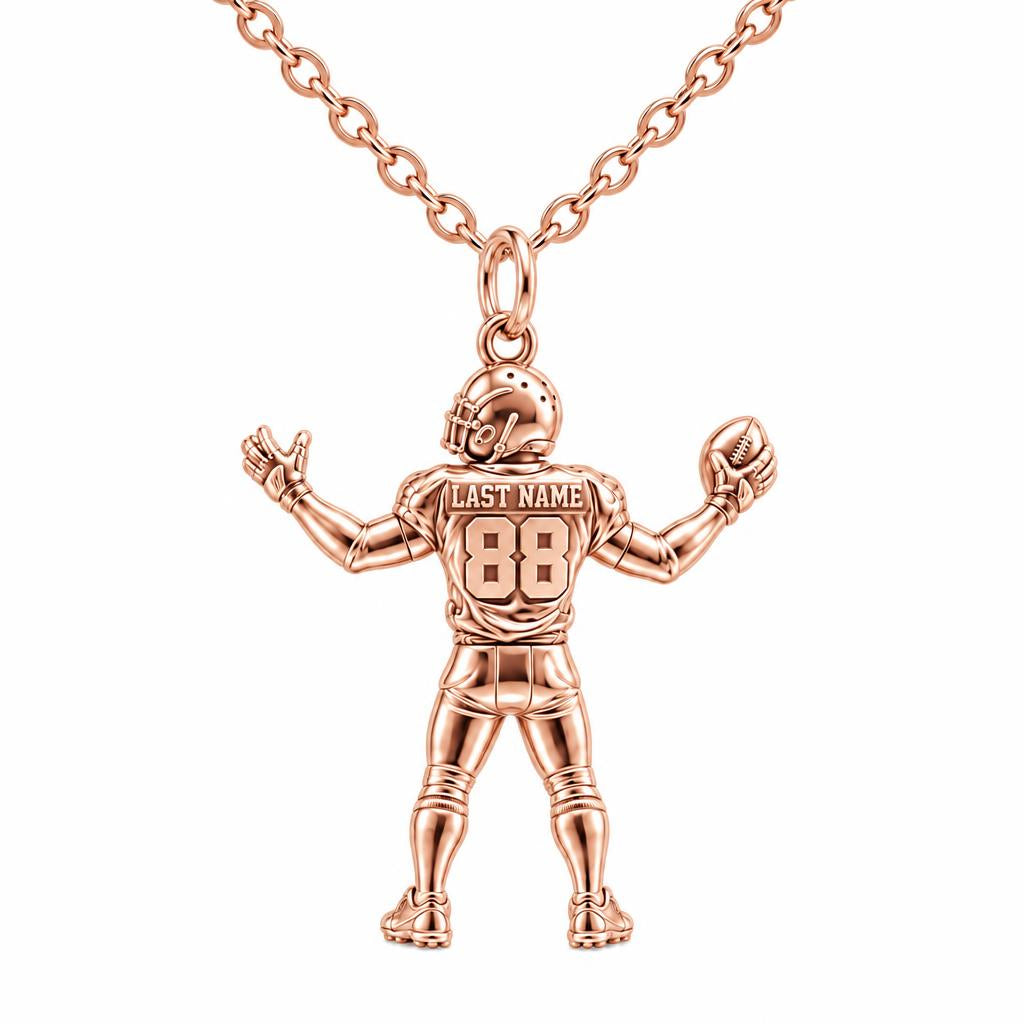 Game Day Gridiron Hero Charm Necklace Set – rose gold, front view