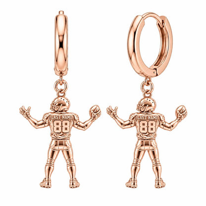 Game Day Gridiron Hero Huggie Charm Earrings – rose gold, front view