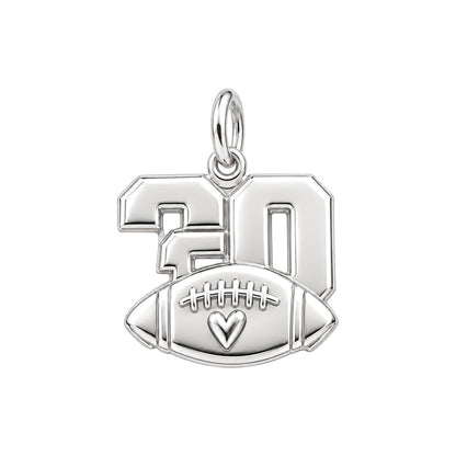 Game Day Heart Charm Bracelet – Personalized Football Mom Gift – silver charm, front view
