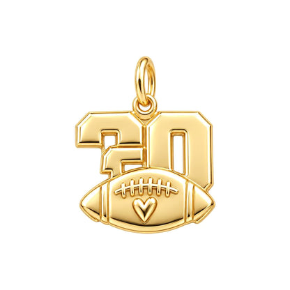 Game Day Heart Charm Bracelet – Personalized Football Mom Gift – 18K gold charm, front view