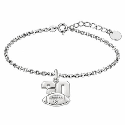 Game Day Heart Football Charm Bracelet Set – silver, front view