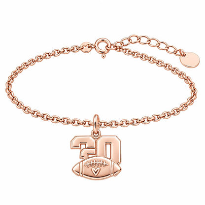 Game Day Heart Football Charm Bracelet Set – rose gold, front view