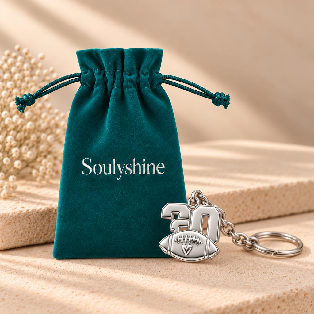 Game Day Heart Football Charm Keychain – Soulyshine velvet gift pouch