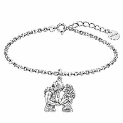 Game Day Kiss Charm Bracelet Set – silver, front view