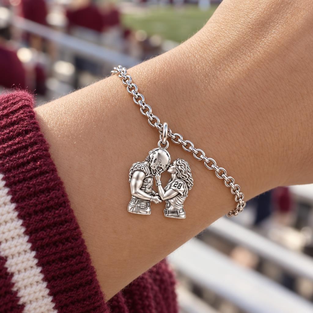 Game Day Kiss Charm Bracelet Set – worn / in use