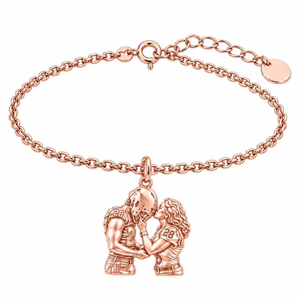 Game Day Kiss Charm Bracelet Set – rose gold, front view