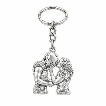 Game Day Kiss Charm Keychain – silver, front view