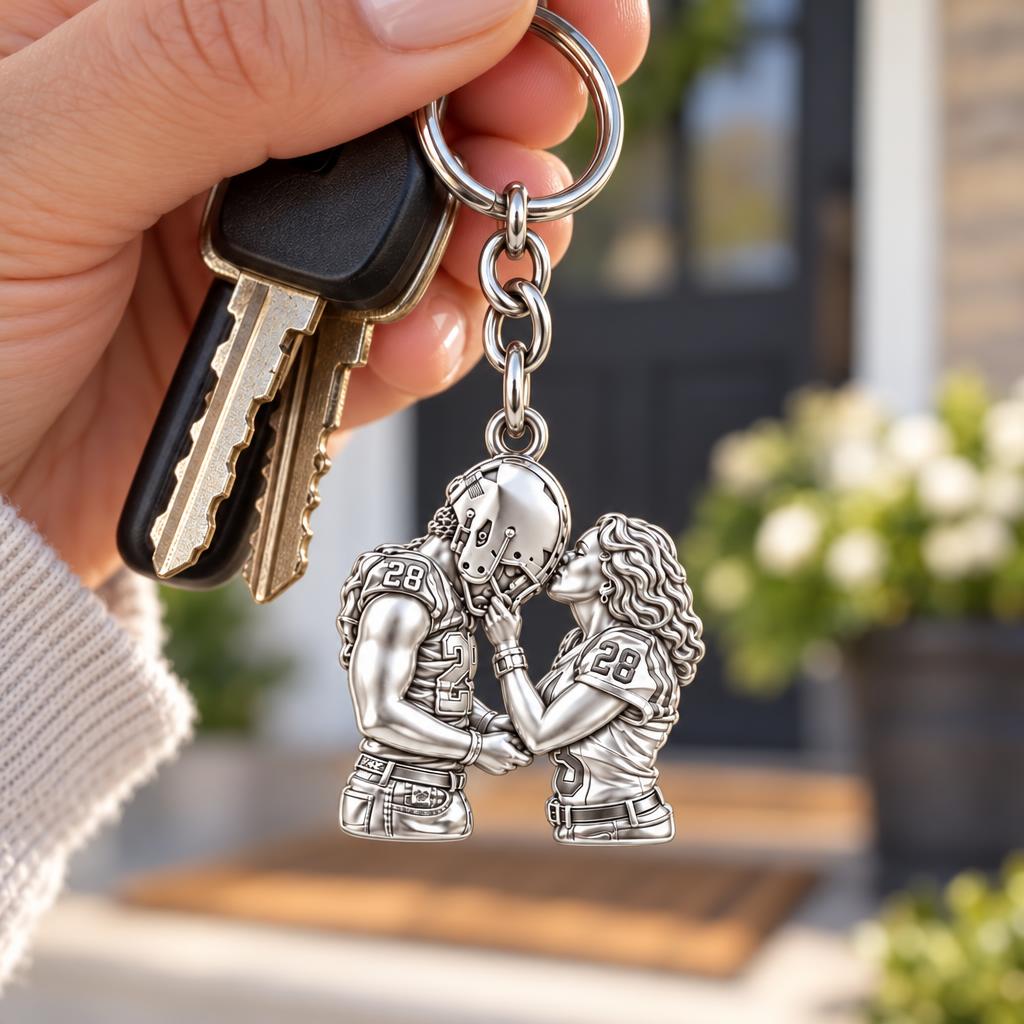 Game Day Kiss Charm Keychain – worn / in use