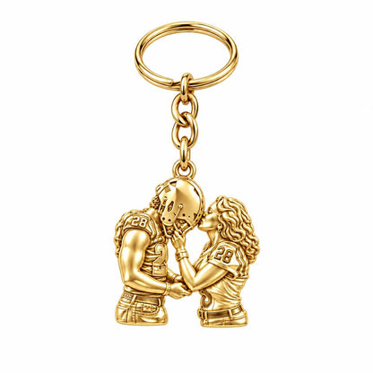 Game Day Kiss Charm Keychain – 18K gold, front view
