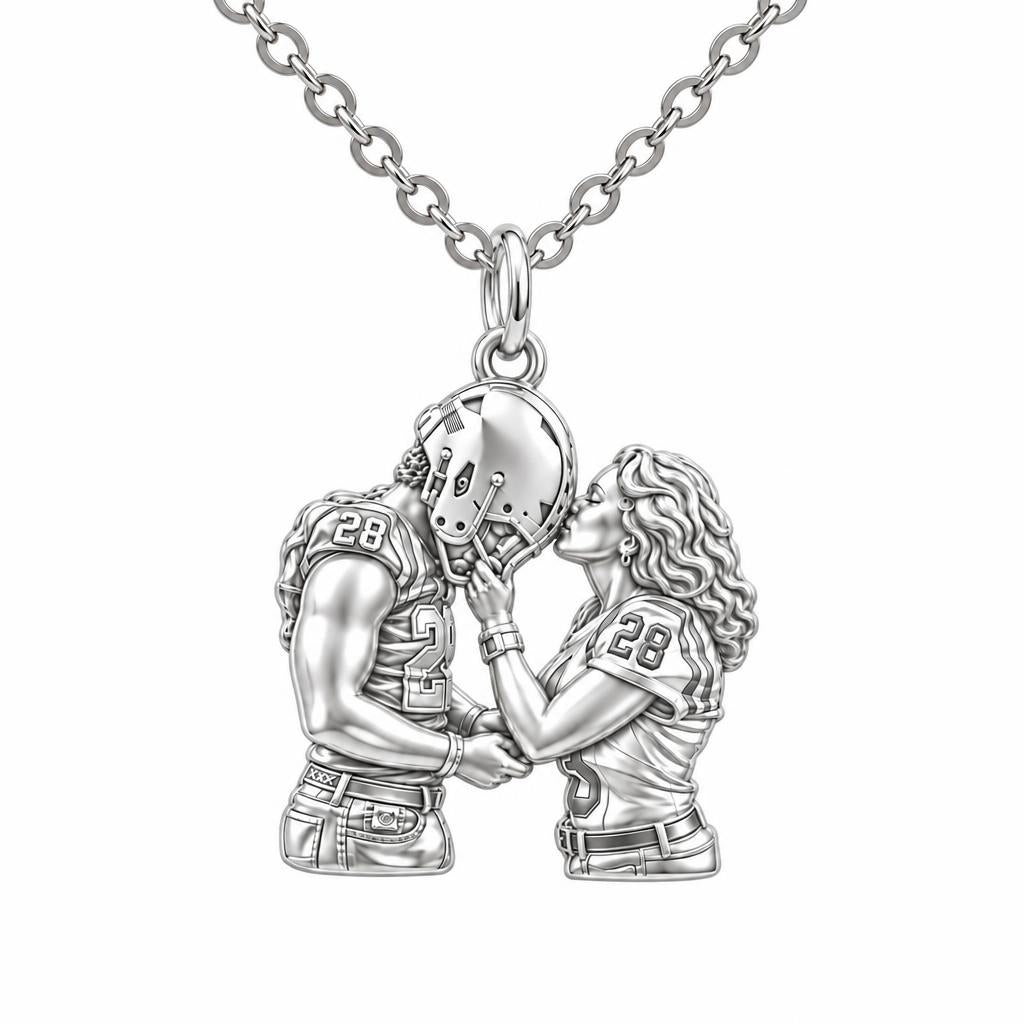 Game Day Kiss Charm Necklace Set – silver, front view