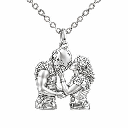 Game Day Kiss Charm Necklace Set – silver, front view