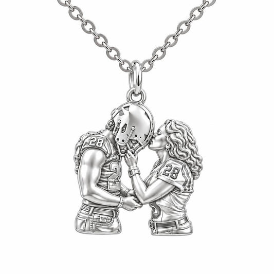 Game Day Kiss Charm Necklace Set – silver, front view